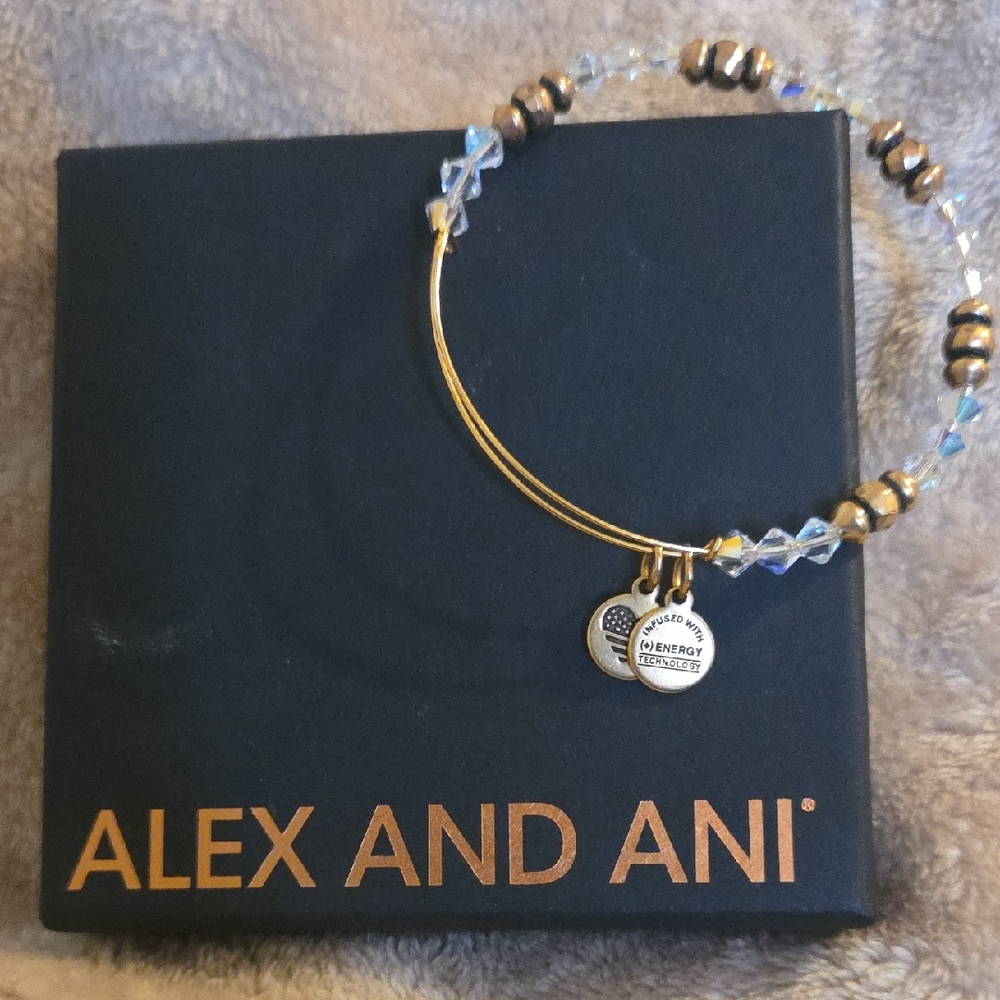 Alex and Ani Gold and Black Beaded Bracelet